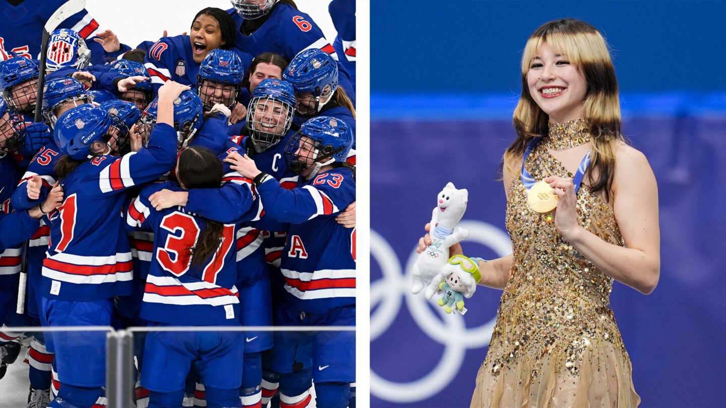 <i>NBC Olympics</i><br/>U.S. women's hockey and Alysa Liu celebrate after winning gold
