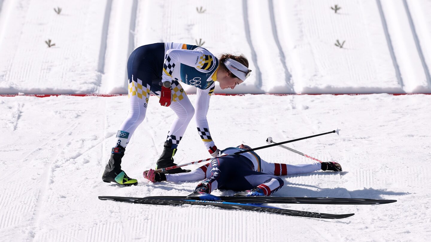 <i>NBC Olympics</i><br/>Cross country skiers compete as hard as possible until reaching the finish line