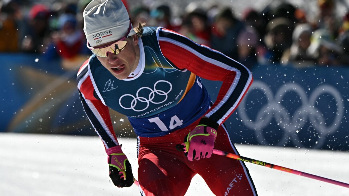TOPSHOT - Norway's Johannes Hoesflot Klaebo competes during the cross-country men's 4 x 7