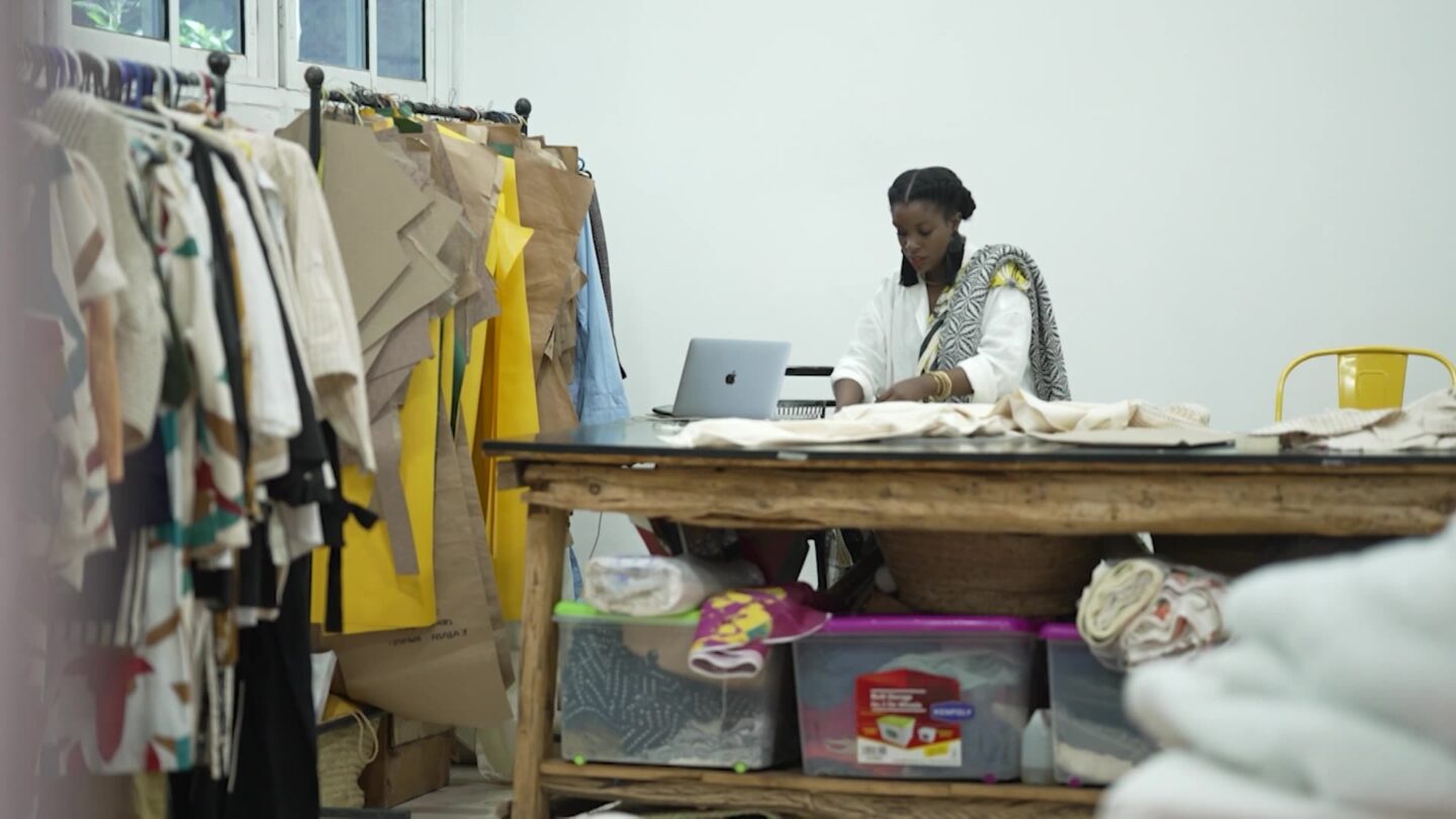 <i>Shane Anthony Sinclair/Getty Images via CNN Newsource</i><br/>A model walks the runway during London Fashion Week on October 15