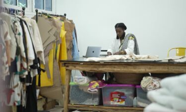 A model walks the runway during London Fashion Week on October 15