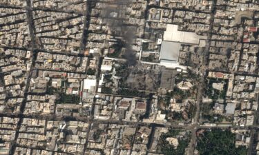 Smoke billows above the compound of Supreme Leader Ayatollah Ali Khamenei in Tehran