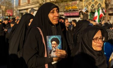 Iranian women mourn during a rally in Tehran