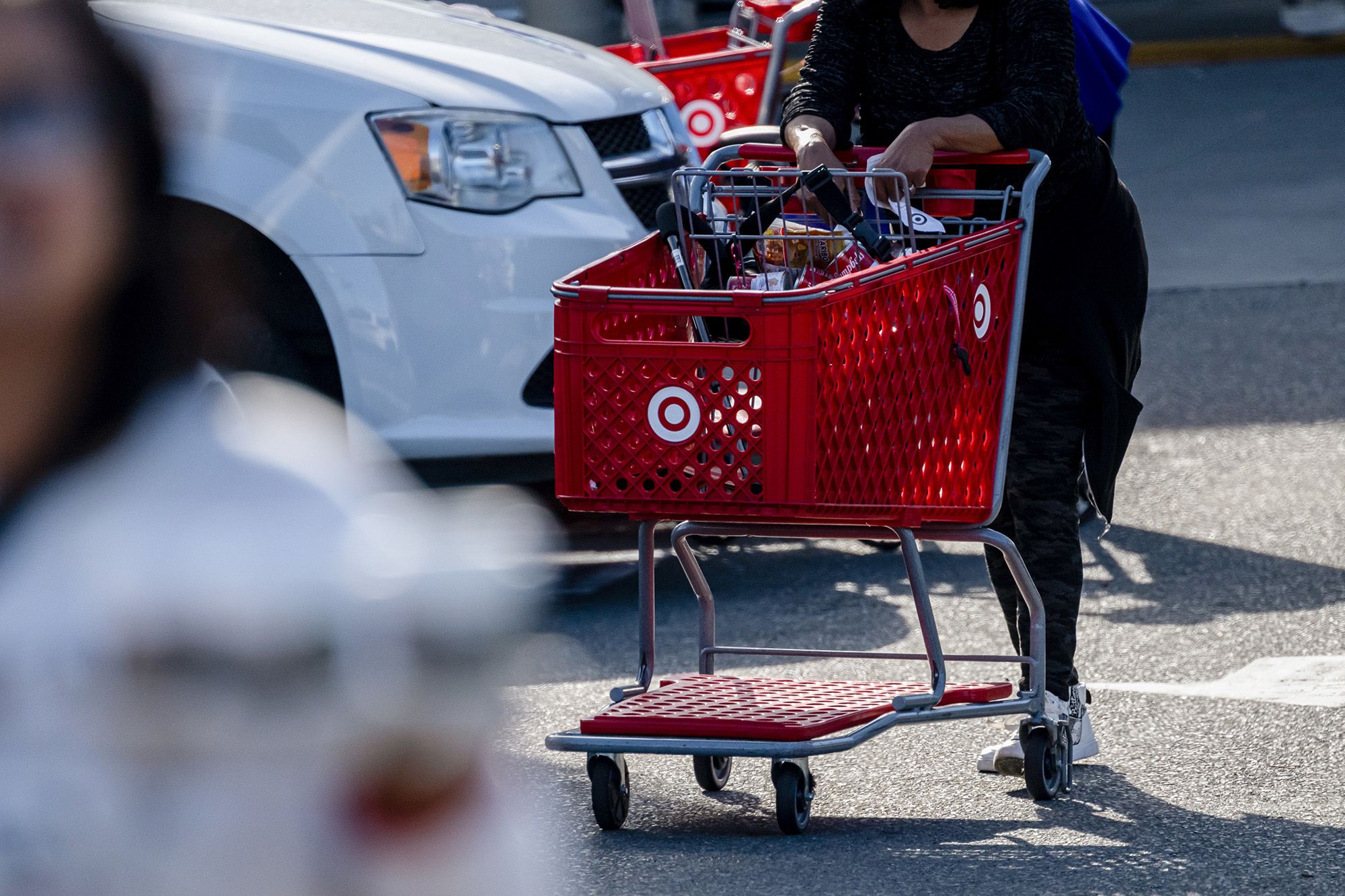 <i>David Paul Morris/Bloomberg/Getty Images via CNN Newsource</i><br/>A shopper pushes a cart outside a Target store in Emeryville