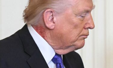 President Donald Trump looks on during a Medal of Honor ceremony in the East Room of the White House on March 2