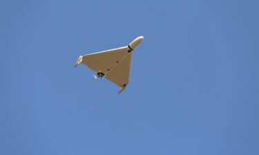 An Iranian-made Shahed-136 drone flies over the sky of Kermanshah
