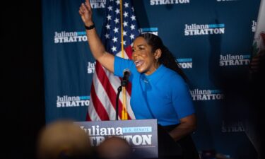 Illinois Democratic Senate candidate Lt. Gov. Juliana Stratton speaks to voters during a campaign stop in Chicago