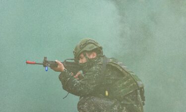 A reservist joins a pre-combat training during the 41st annual Han Kuang military exercise in Taoyuan