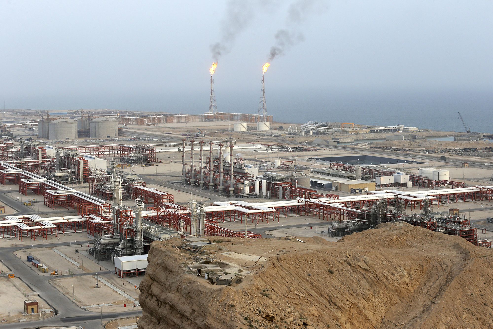 <i>Vahid Salemi/AP/File via CNN Newsource</i><br/>A natural gas refinery is visible at the South Pars gas field on the northern coast of the Persian Gulf