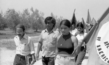 Cesar Chavez speaks at a news conference on September 16