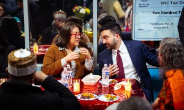 Mayor Zohran Mamdani speaks with Midori Valdivia