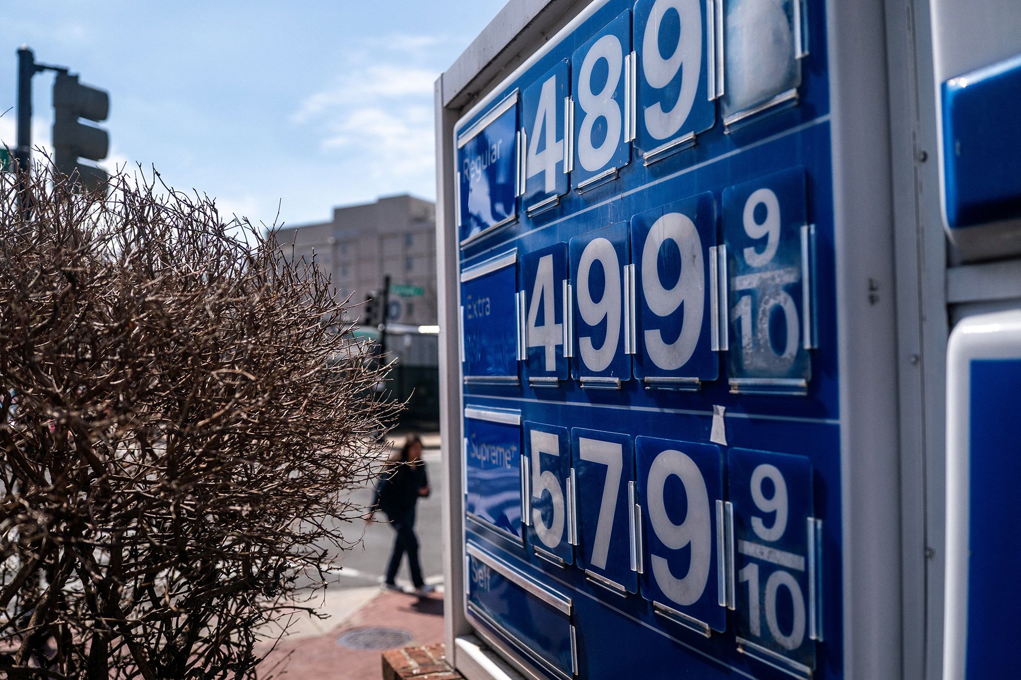 <i>Nathan Howard/Reuters via CNN Newsource</i><br/>Gas prices are seen at a gas station on Capitol Hill