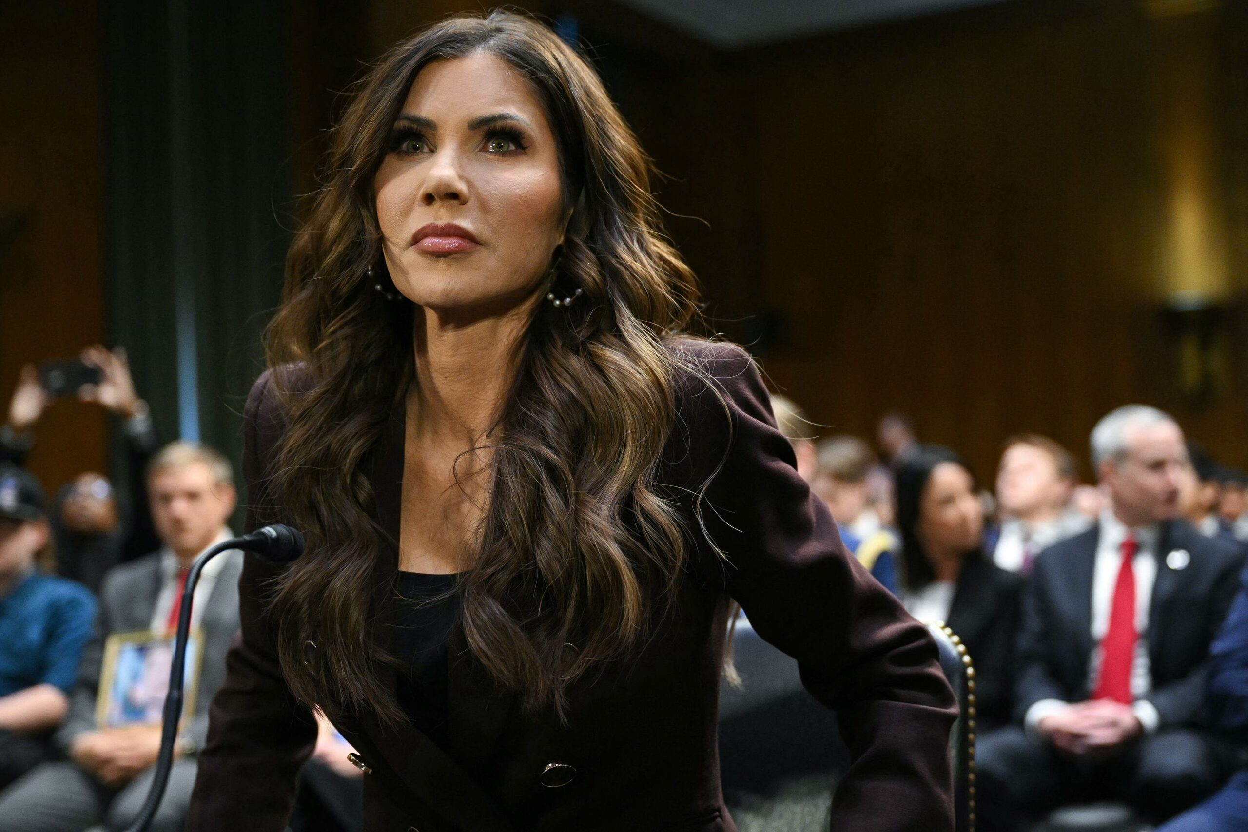 <i>Mandel Ngan/AFP/Getty Images via CNN Newsource</i><br/>US Homeland Security Secretary Kristi Noem arrives to testify during a Senate Judiciary Committee hearing in Washington