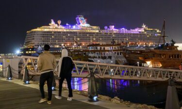A satellite view of the Strait of Hormuz