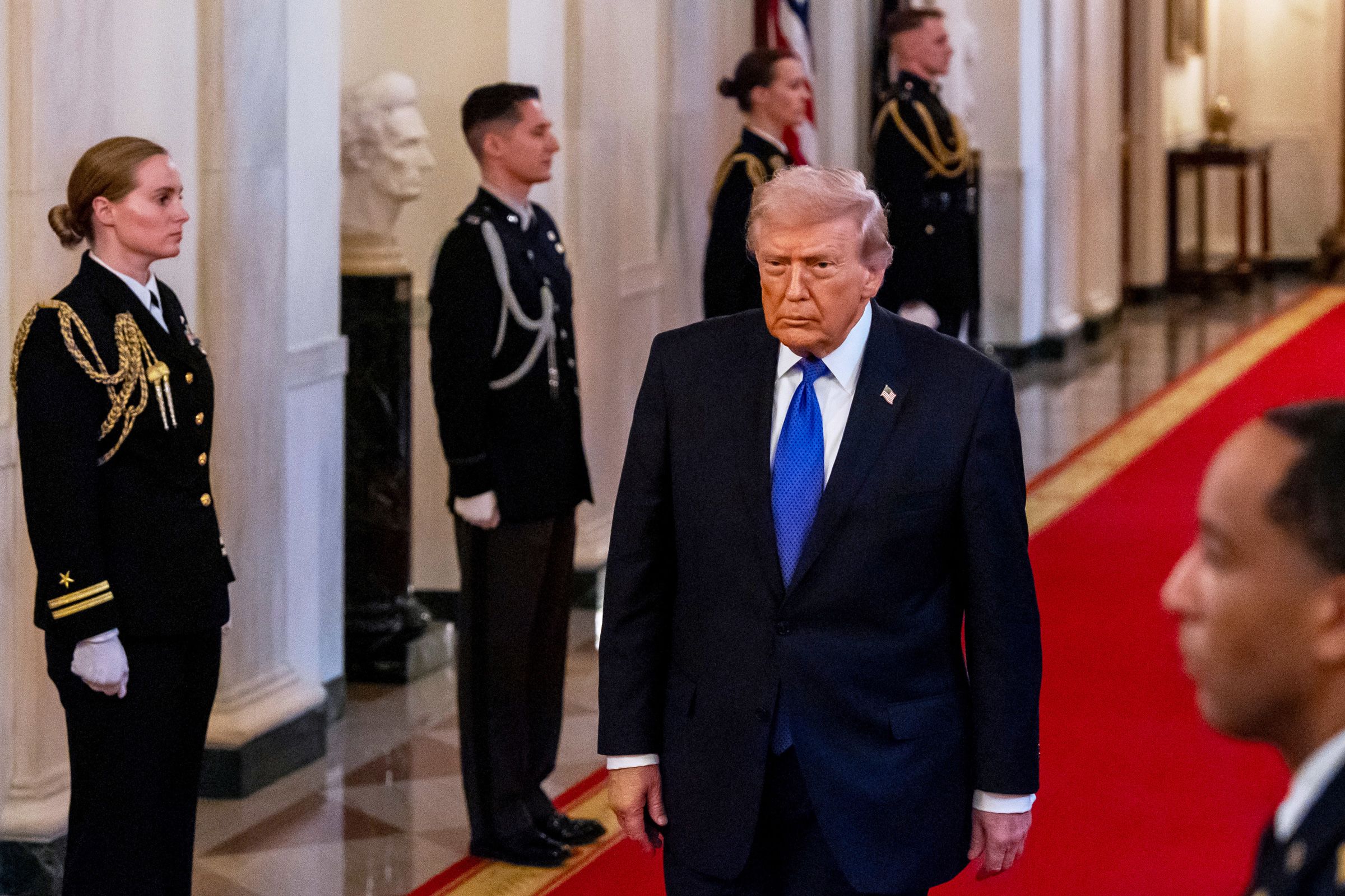 <i>Alex Brandon/AP via CNN Newsource</i><br/>President Donald Trump arrives for a Medal of Honor ceremony in the East Room of the White House