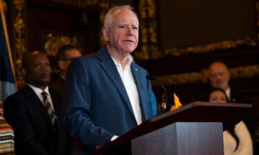 Minnesota Gov. Tim Walz speaks during a news conference at the State Capitol building on February 3