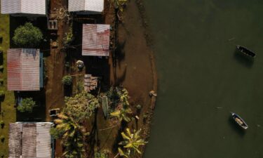 A car is seen damaged by the flood in Hat Yai City on November 28