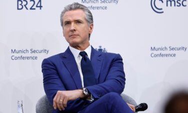 California Gov. Gavin Newsom is pictured at the Munich Security Conference in Munich