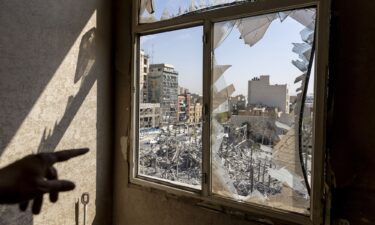 A view of a destroyed police facility
