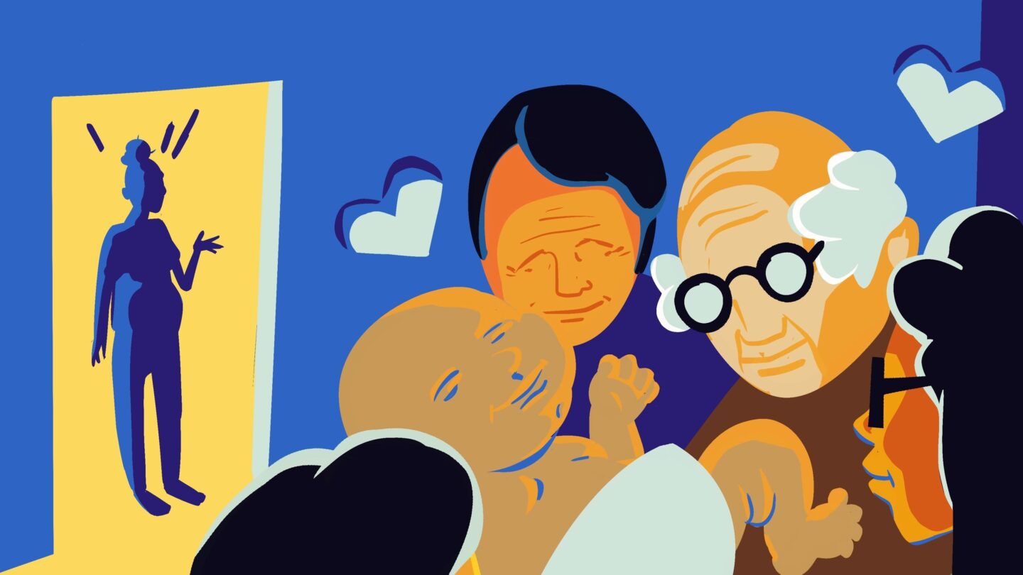 <i>Illustration by Tiffany Baker/CNN via CNN Newsource</i><br/>The ways many of us express excitement when a baby is born can make mothers feel ignored.
