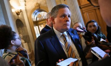 Sen. Steve Daines of Montana speaking to the media on Capitol Hill in Washington