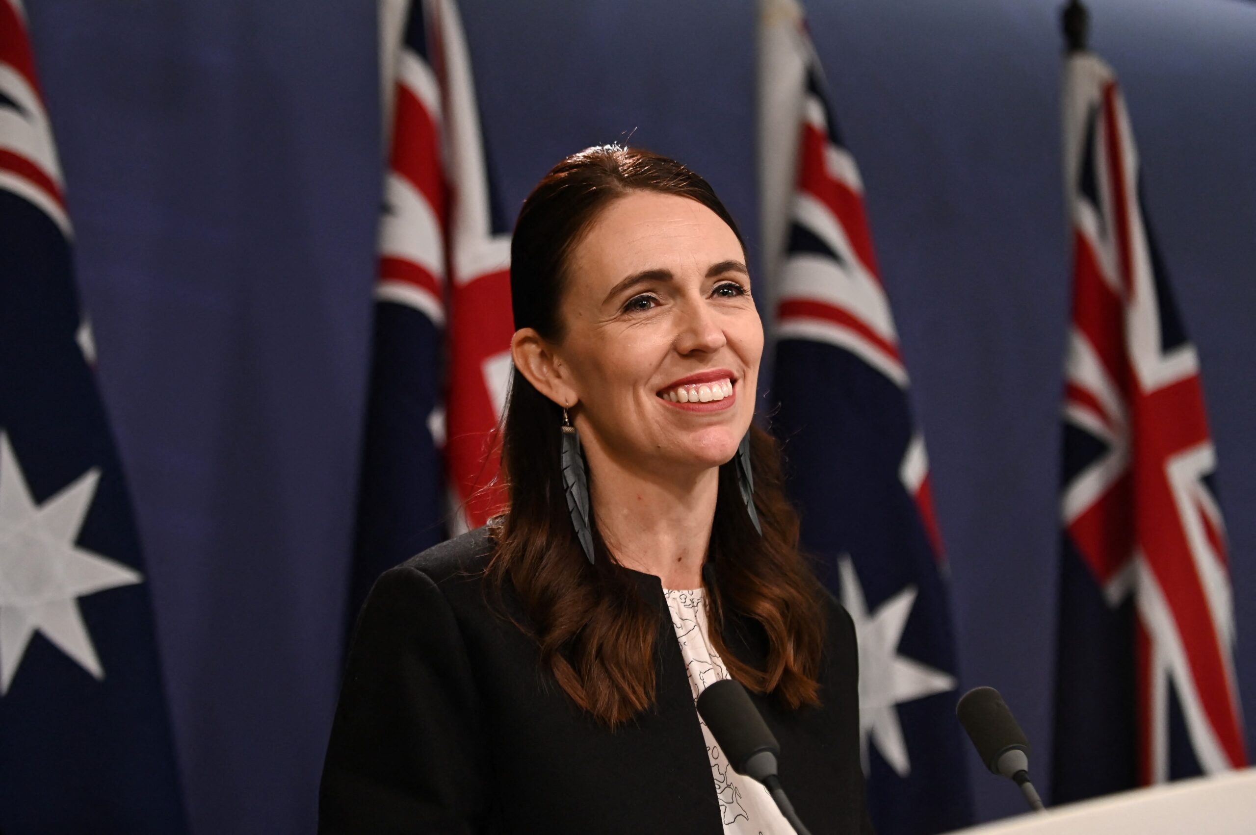 <i>Steven Saphore/AFP/Getty Images via CNN Newsource</i><br/>New Zealand's former Prime Minister Jacinda Ardern speaks during a joint press conference with Australian Prime Minister Anthony Albanese at the Commonwealth Parliamentary Offices in Sydney in 2022.