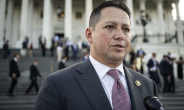 Representative Tony Gonzales speaks to media outside the US Capitol
