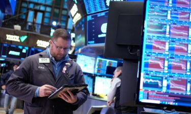 Ryan Falvey works on the floor at the New York Stock Exchange in New York