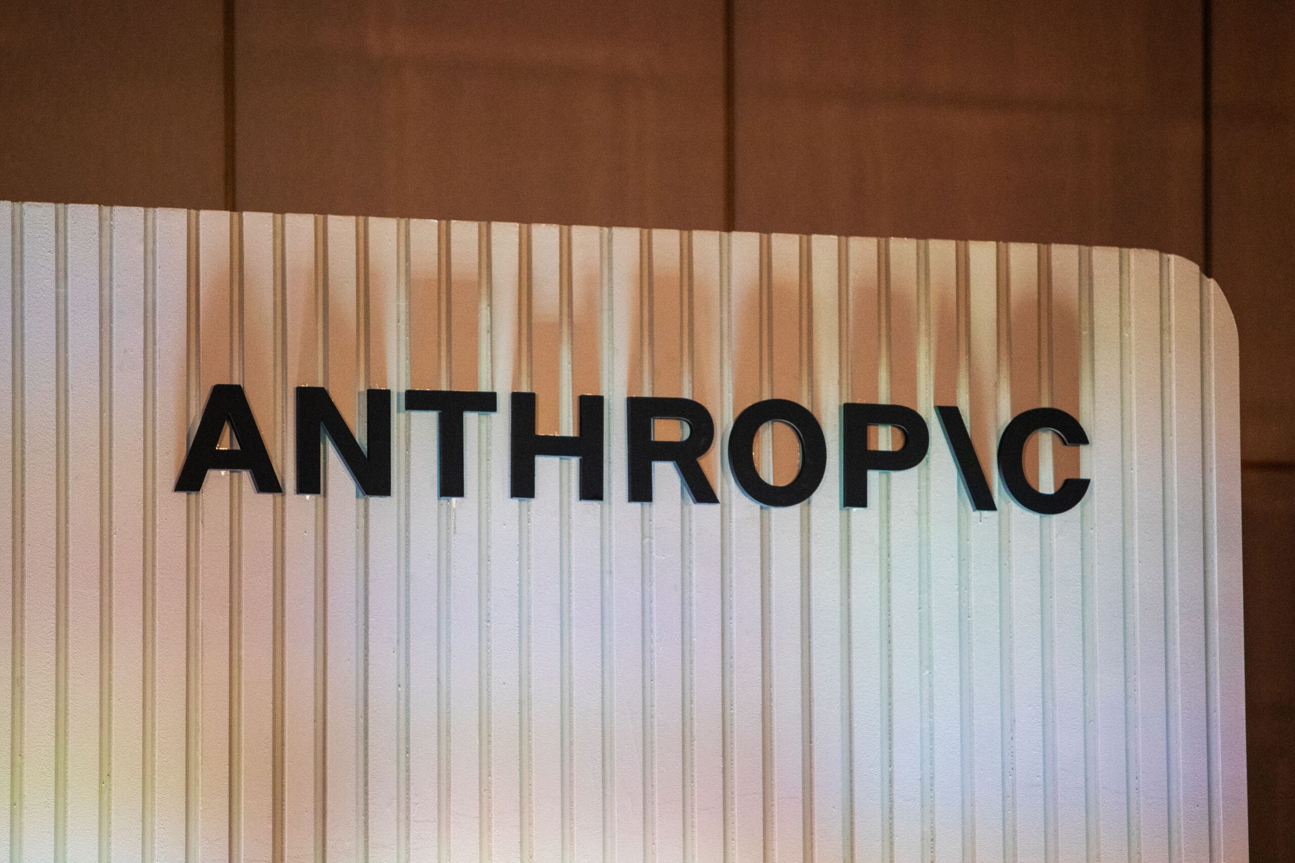 <i>Samyukta Lakshmi/Bloomberg/Getty Images via CNN Newsource</i><br/>The Anthropic logo displayed on the stage during the company's Builder Summit in Bengaluru