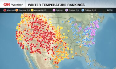 Average temperature rankings from December 1