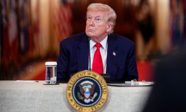 President Donald Trump during a roundtable in the East Room of the White House in Washington