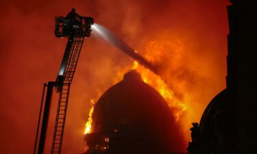 The Fire Brigade fight a blaze in the vicinity of Central Station in Glasgow