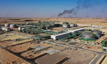 A drone view shows the Zubair oil field in Zubair Mishrif