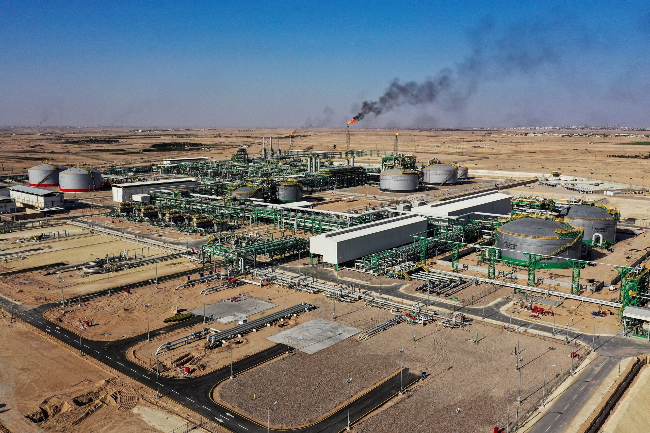 <i>Essam Al-Sudani/Reuters via CNN Newsource</i><br/>A drone view shows the Zubair oil field in Zubair Mishrif