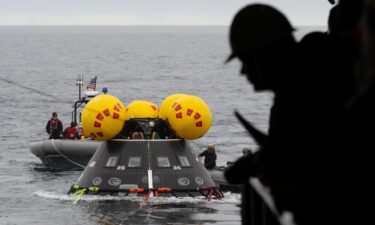 The Orion crew capsule sits above the service module and the ICPS.