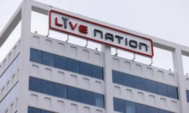 A Live Nation sign is displayed at an office building along Hollywood Blvd on May 23