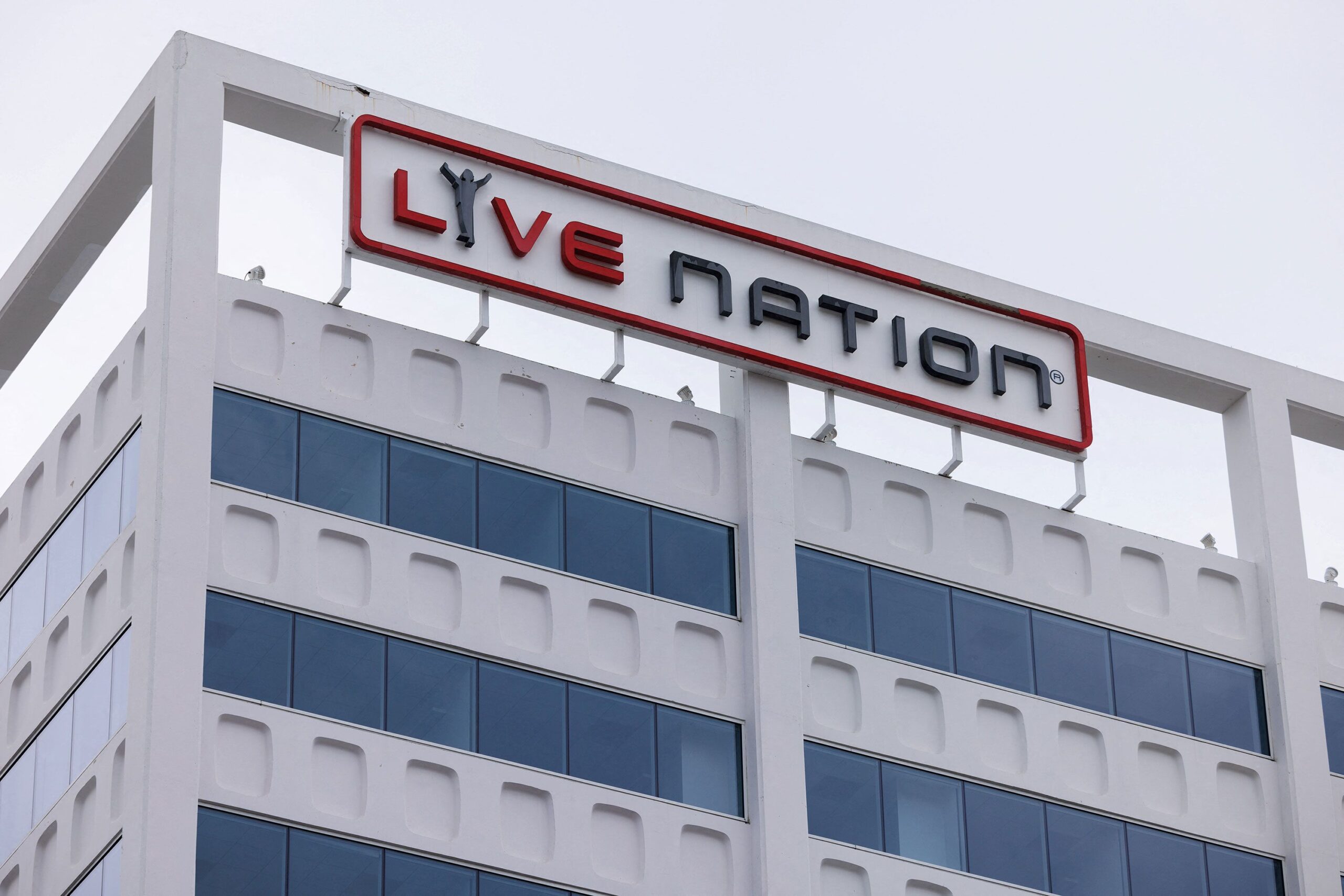 <i>Mike Blake/Reuters via CNN Newsource</i><br/>A Live Nation sign is displayed at an office building along Hollywood Blvd on May 23