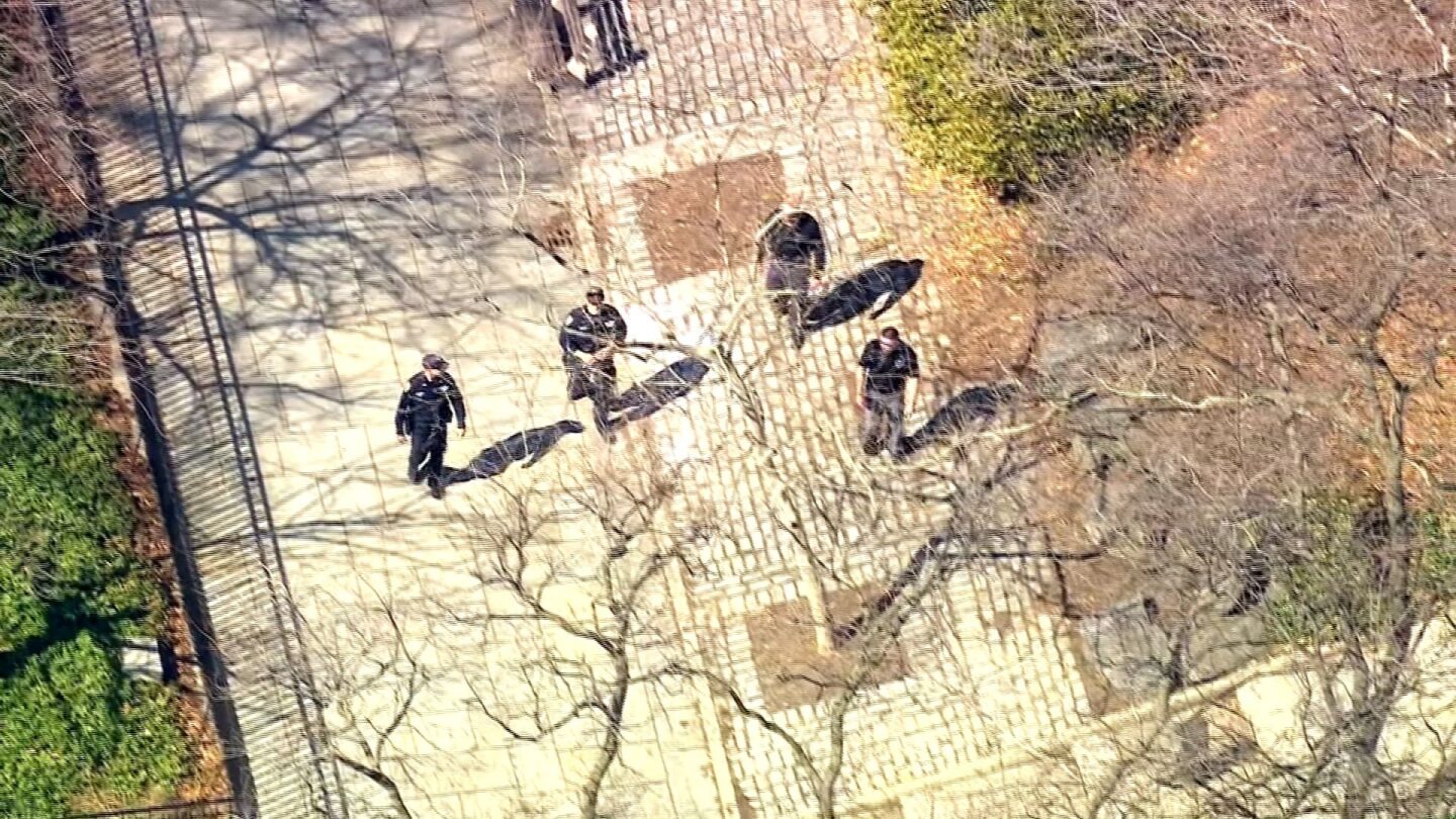 <i>WABC via CNN Newsource</i><br/>Law enforcement investigate Carl Schurz Park in New York on March 10.