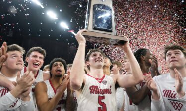 Miami (Ohio) head coach Travis Steele talks to his team during the second half of a game at Marshall last month.