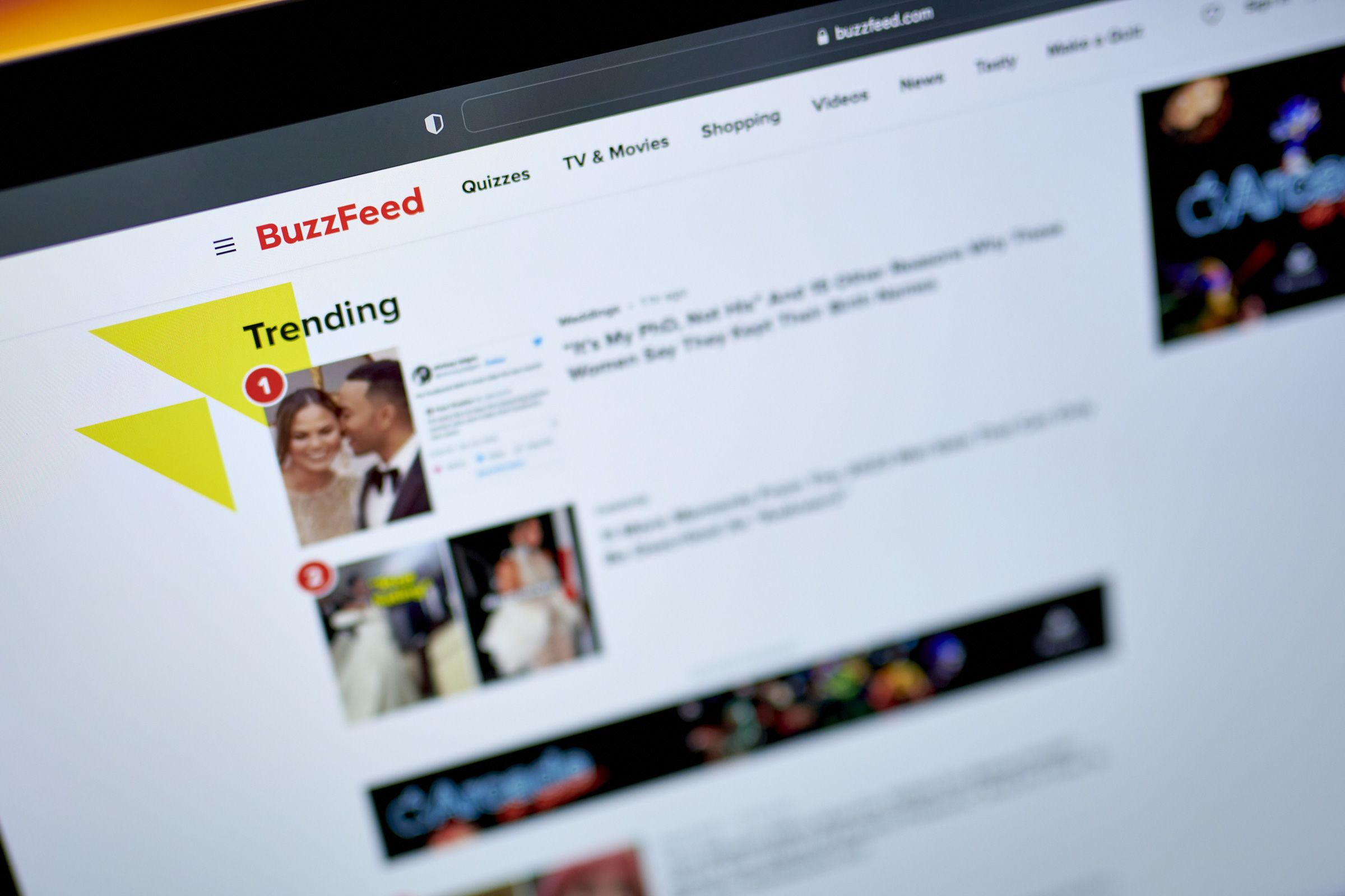 <i>Gabby Jones/Bloomberg/Getty Images via CNN Newsource</i><br/>The BuzzFeed website in May 2023. Alongside its namesake
