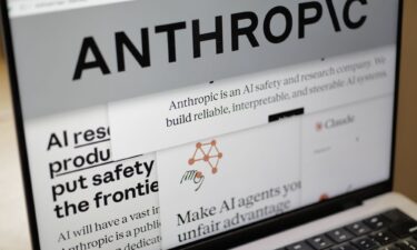 Pages from the Anthropic website and the company's logo on February 26.