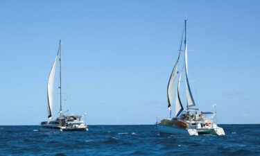 Boats carrying humanitarian aid for Cuba and crewed by activists take part in the Nuestra America Convoy flotilla on March 21.