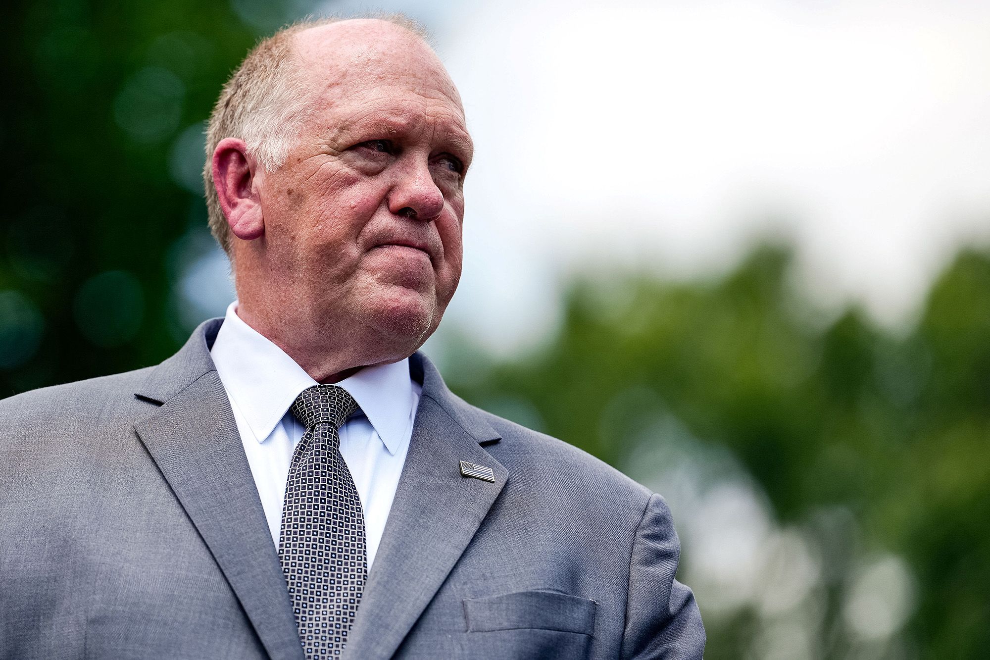 <i>Kent Nishimura/Reuters via CNN Newsource</i><br/>President Donald Trump's border czar Tom Homan speaks to the media outside the White House.