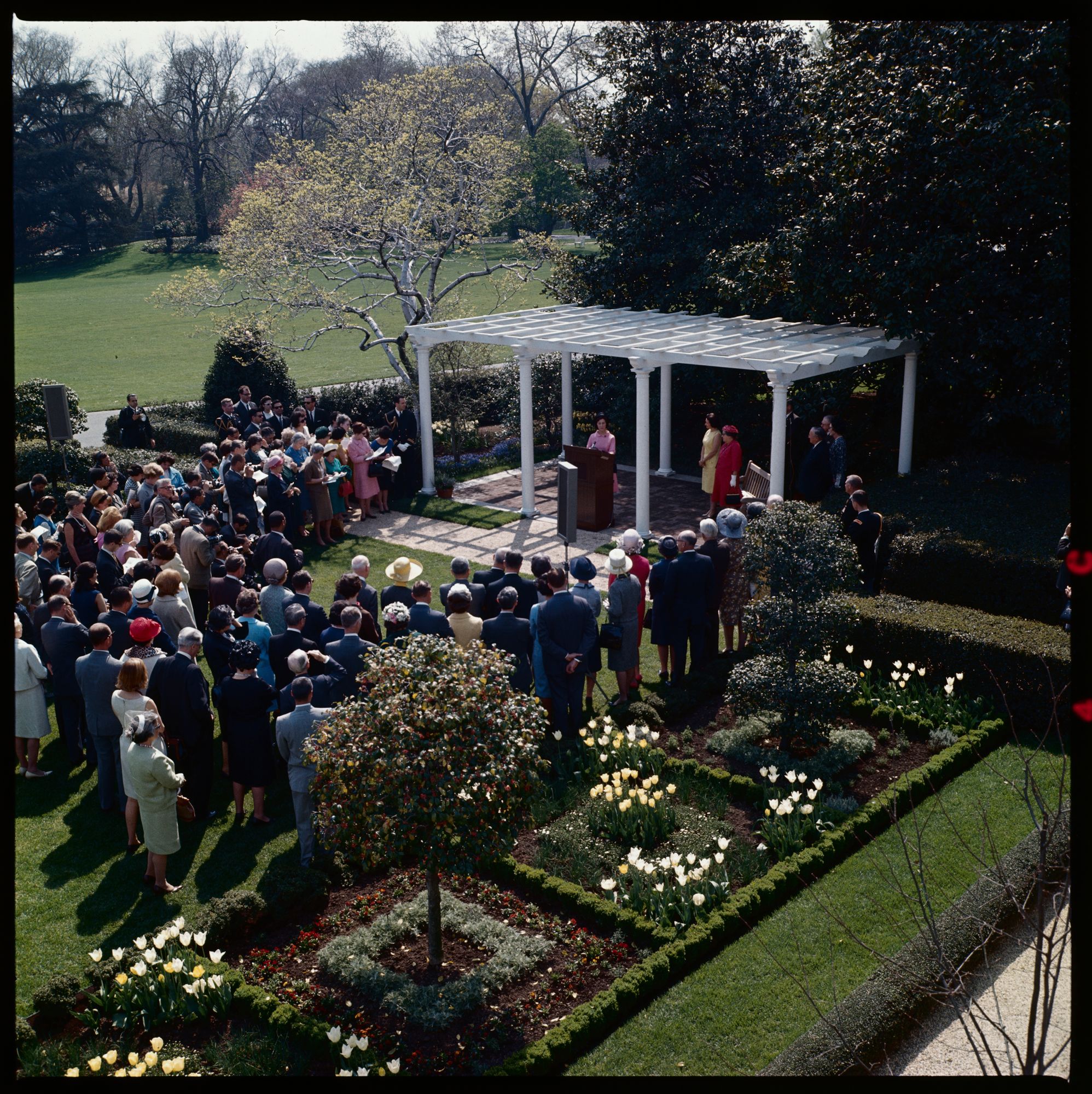 <i>Andrew Harnik/AP via CNN Newsource</i><br/>President Joe Biden and first lady Jill Biden's dog Commander sits in the Jacqueline Kennedy Garden on April 29
