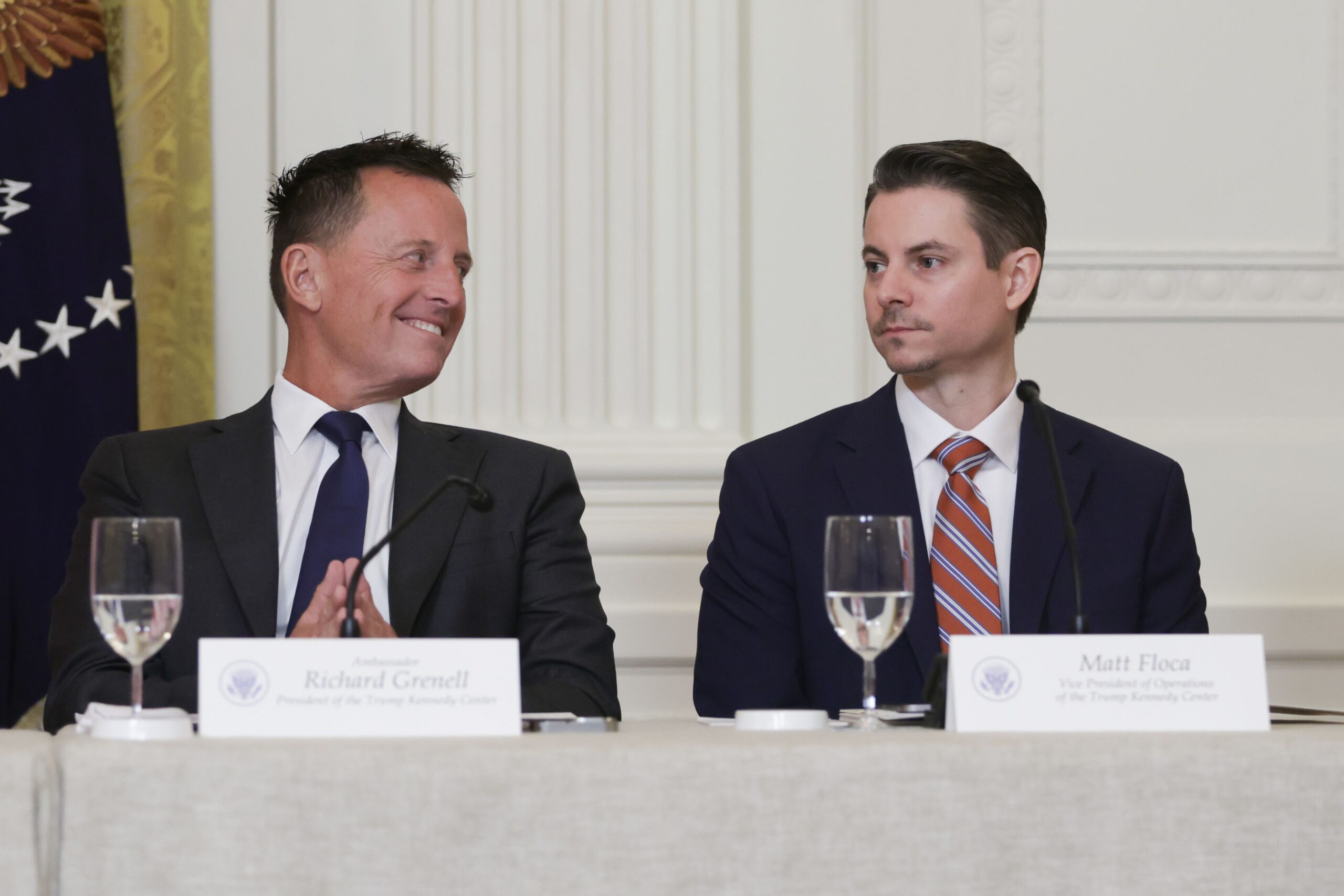 <i>Brendan Smialowski/AFP/Getty Images via CNN Newsource</i><br/>Workers remove a setup from an earlier event outside the Kennedy Center on February 2