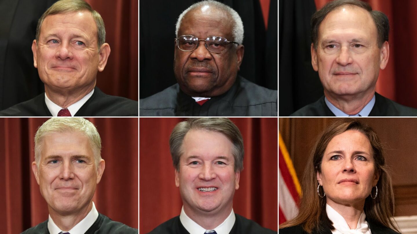 <i>CNN via CNN Newsource</i><br/>Top row: Chief Justice John Roberts