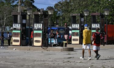 A gas station remains closed due to a lack of fuel in Havana