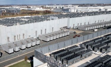 Cooling vent fans on the roof of a Digital Realty data center in Ashburn