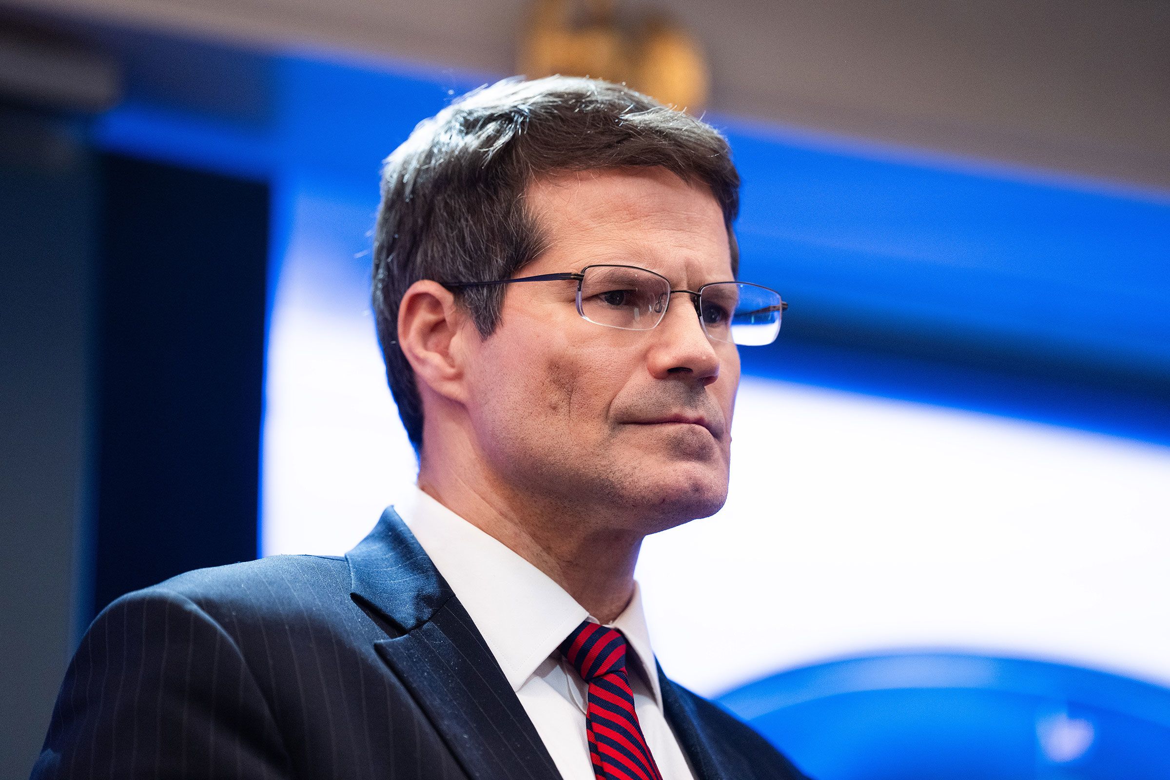 <i>Aaron Schwartz/Getty Images/File via CNN Newsource</i><br/>US Solicitor General D. John Sauer attends a press briefing held at the White House on February 20.