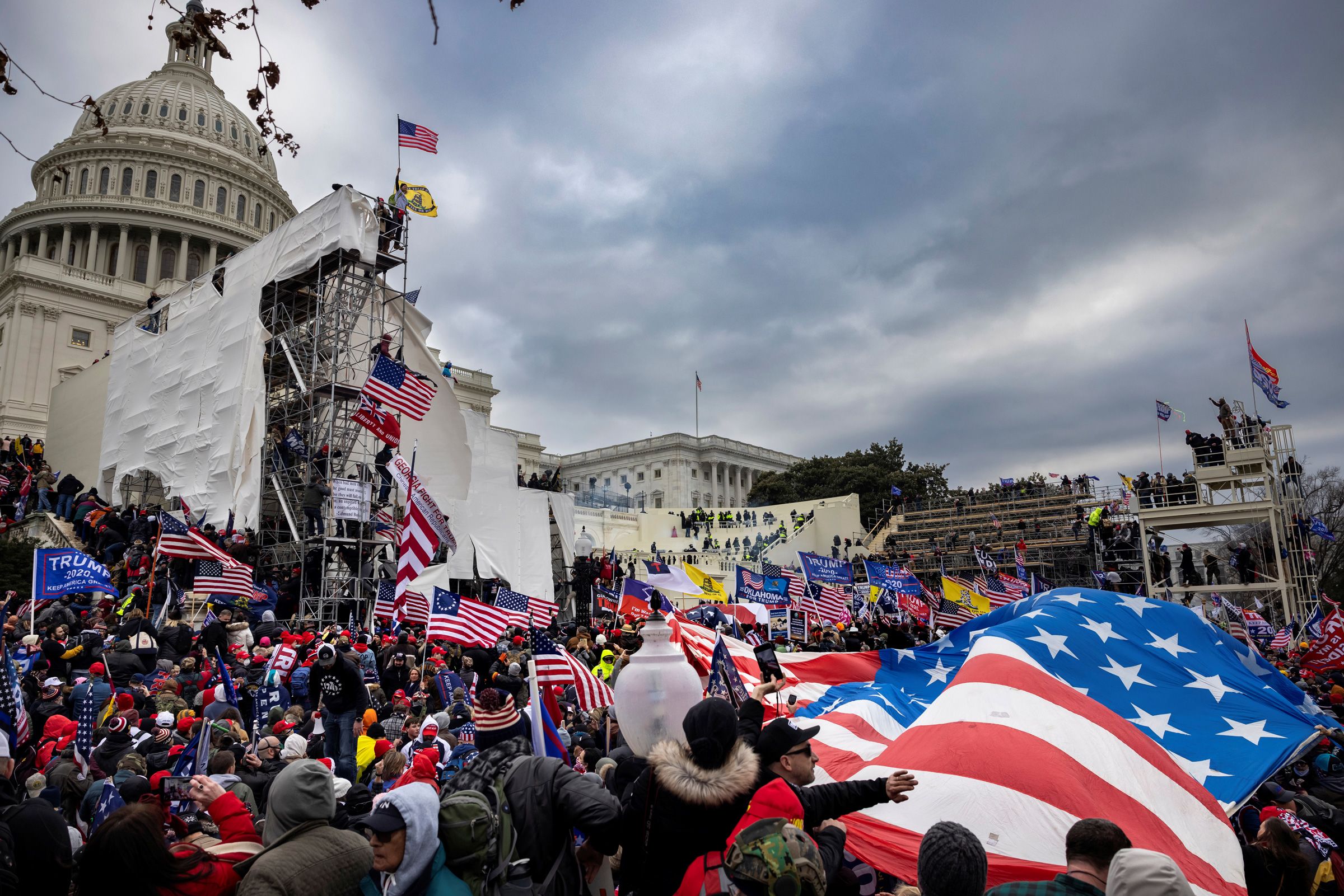 <i>Brent Stirton/Getty Images via CNN Newsource</i><br/>Trump supporters clash with police and security forces as people try to storm the US Capitol on January 6